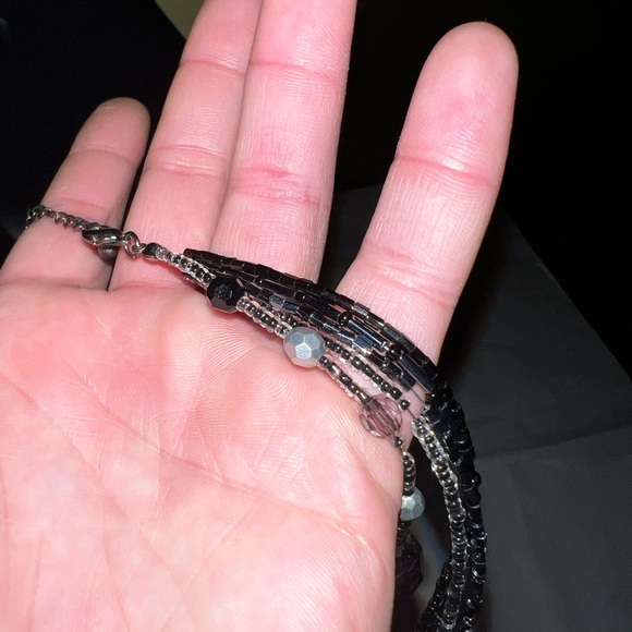 Vintage Purple Black Multi Strand Beaded Layer Necklace - Picture 10 of 11